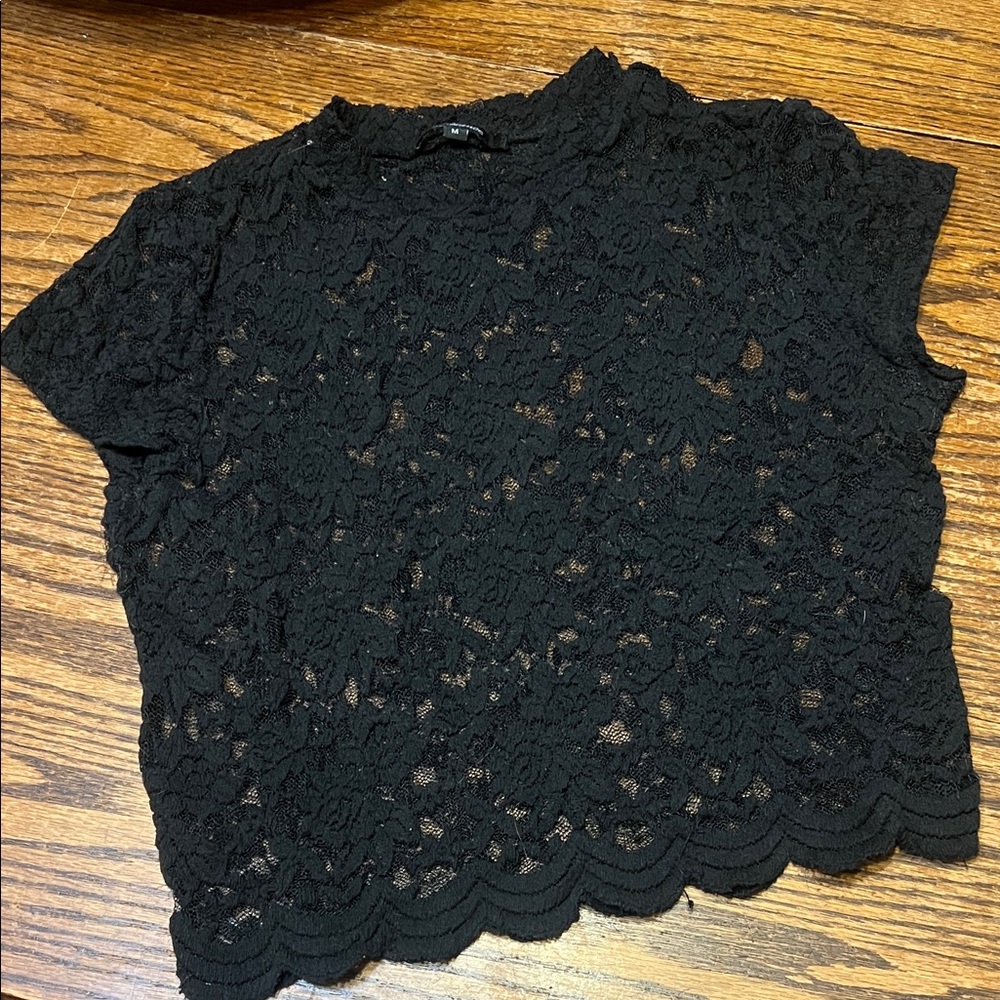 Ambiance Elegant Black Lace Top